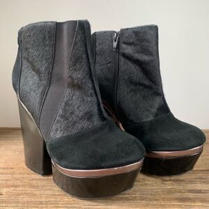 Office London Platform Blk Leather Ankle Boots 39